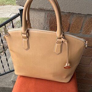 BRAHMIN Melbourne Duxbury Medium Smooth Caramel Beige Satchel Bag Never Used
